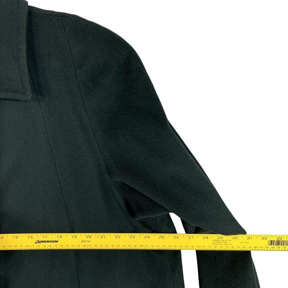 Portfolio Perry Ellis 14 Long Hunter Green Wool Coat Gold Buttons Quiet Luxury - Picture 13 of 16